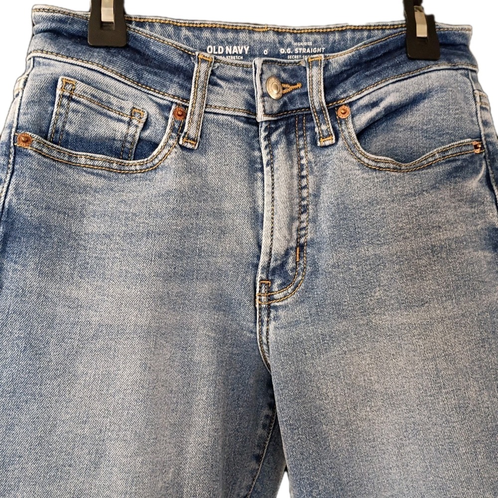 Old Navy Jeans Women's Size 0 O.G. Straight High Rise Ultra Stretch Blue Denim - Picture 4 of 5